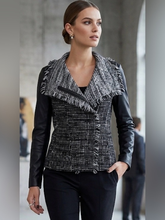 Vince Jackets & Blazers - Vince Leather Sleeve Drape Front Moto Jacket Size XS